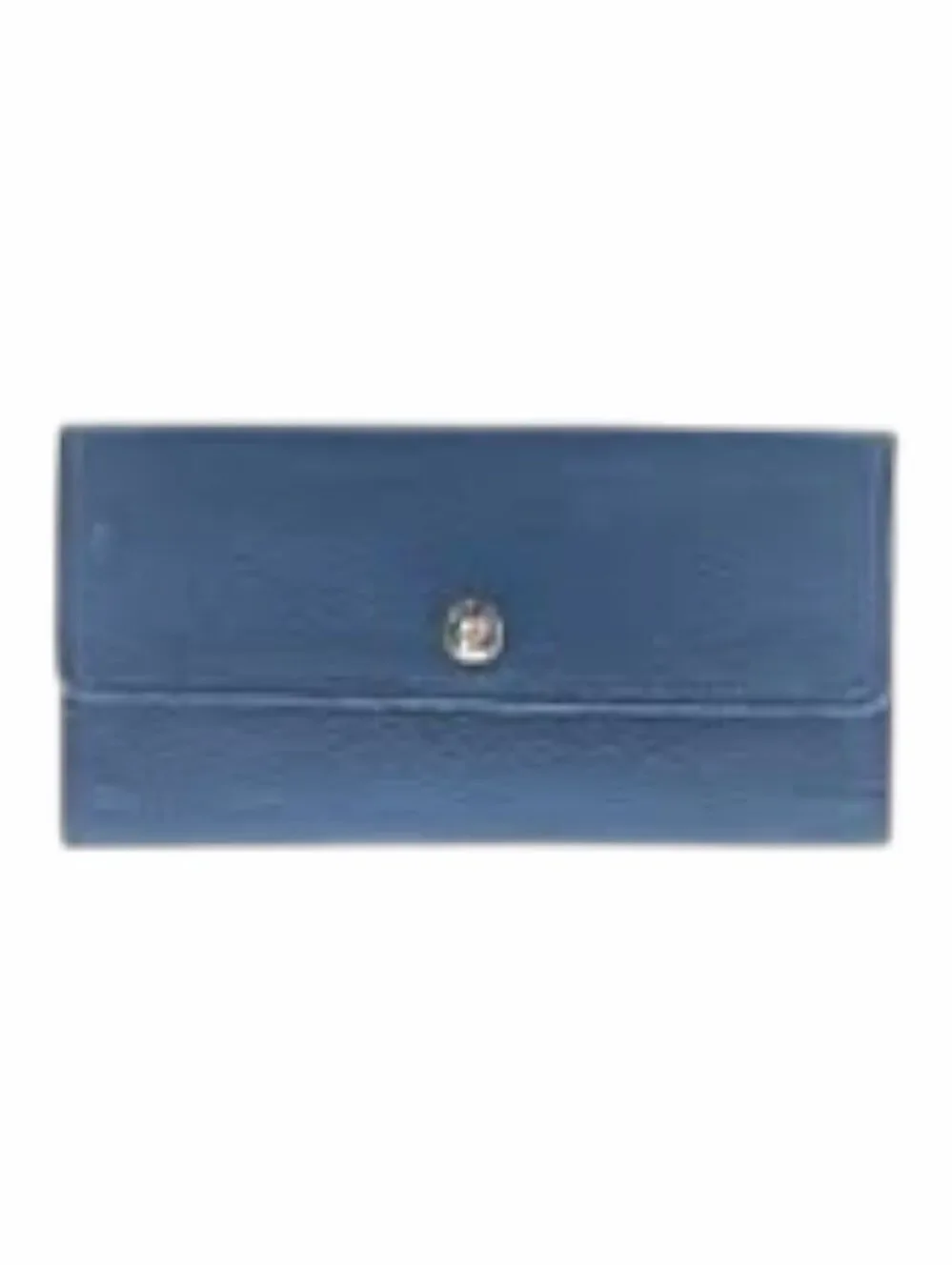 LODIS Kate Large Flap Blue Pebbled Leather RFID Wallet Continental Clutch